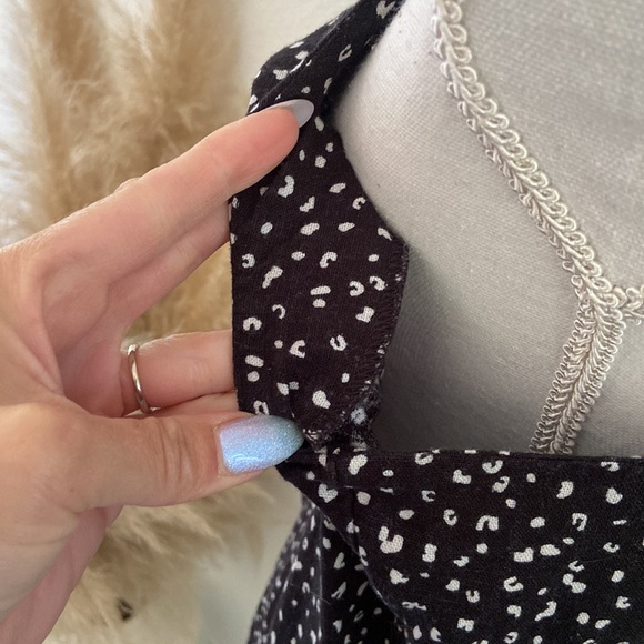 Old Navy linen dress black white dot pattern medium high neck halter sheath - Picture 12 of 15